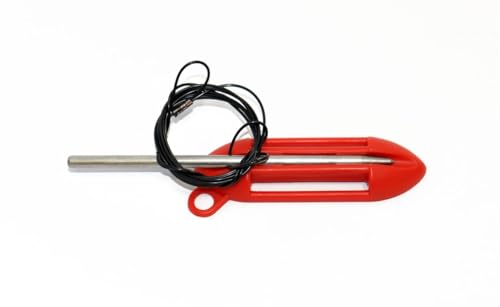 SpearPro Stringer with Protective Case – Stainless Steel Fish Stringer for Fishing, Spearfishing, Freediving & Diving - color: Red