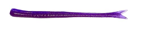 20 Pcs 4-1/2" Drop Shot Finesse Worms (Scent, Float), Soft Plastic Worms, Bass Fishing Worms - color: Purple Flash