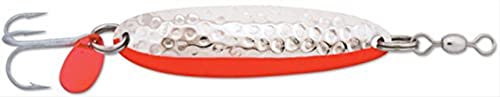 Luhr Jensen Krocodile Spoon w/Treble Hook - style: Hammered Chrome/Fire Side Stripe, 3/16 Oz - 1 1/2 Inch