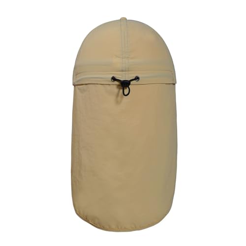 Mens XXL Sun Hats with Neck Flap UPF 50+ Waterproof Baseball Cap Adjustable Breathable Quick Dry Outdoor Fishing Hat - color: Khaki, size: X-Large-XX-Large