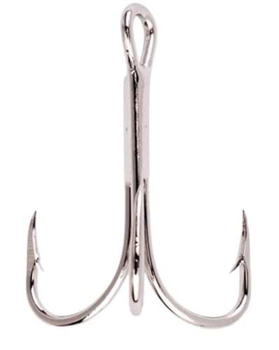 Eagle Claw 375 Treble Hook 2X Strong Nickel Finished Treble Hook Sizes #2, #4, #6 & #8 in Both 50 and 25 Packs One of the All-time Treble Hooks - size: #8 - 50 Pack