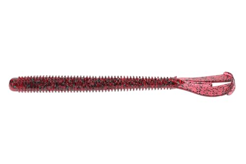 Strike King Rage Twin Tail Menace Worm Soft Bait Fishing Lure, 6", 2 Rage Flange Tails - color: Red Bug