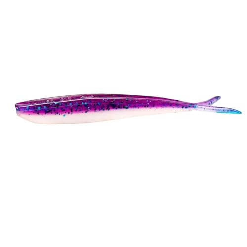 Lunker City Fishing Fin-S Fish 4" Split Tail Soft Plastic Jerk Bait Minnow Original Walleye and Bass Lure, 10 Per Bag, Made in The USA - style: 73 Purple Majesty