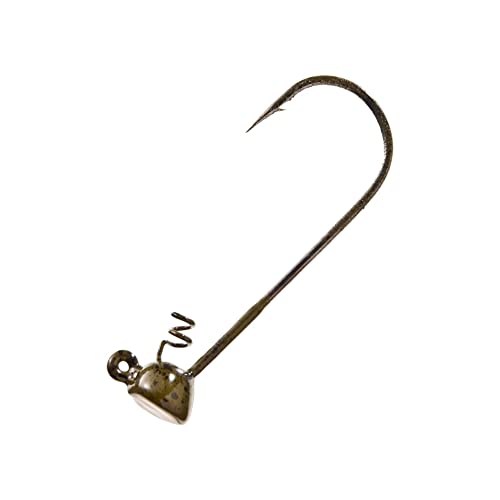 Buckeye Lures Spot Remover Magnum Jig Head with Heavy-Duty Spring & Sharp Nickel Hook for Soft Plastic Bass Fishing Baits - 5 Pack - color: Green Pumpkin, size: 3/16 oz