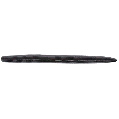 Yamamoto Senko Soft Plastic Worm Easy to Use Bass Fishing Stick Bait Lures - color: BLACK W/ SMALL RED FLAKE, size: 6 Inch (5 PACK)