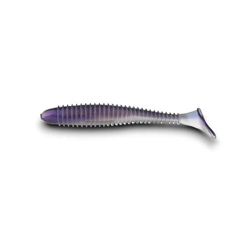 Moose Baits 3.8” Paddle Swimmer Soft Plastic Baits – Bass Fishing Lures - Soft Lure Bass, Durable Plastic Bait Swimmer for Freshwater Bass (6 Pack) - color: Blue Red Pearl