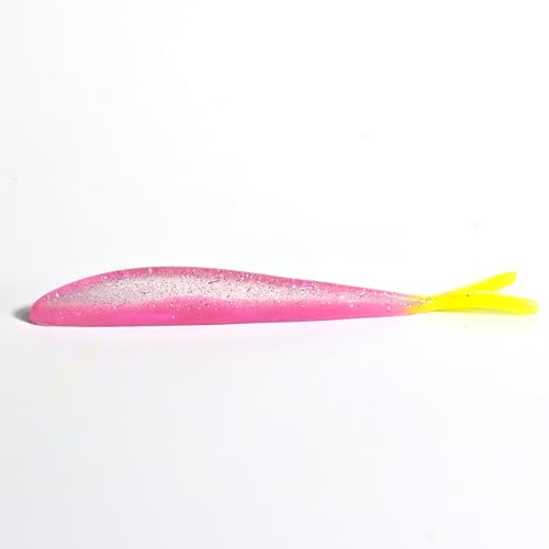 Dongrun Soft Bait, Split Tail Design,Soft Lure for Trout Crappie Bass,Durable Plastic Bait Swimmer for Saltwater/Freshwater, Fishing Lover's Gift - color: pink andtransparent