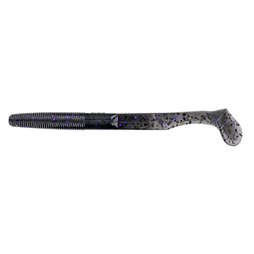 Yamamoto 5.5" Swimming Senko Soft Worm Paddle Tail Fishing Swim Bait Lures - 7 Pack - color: Smoke with Black & Purple Flake, size: One Size