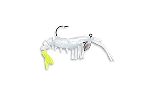 Egret Baits 2 Inch Black/Chartreuse Vudu Shrimp Lure, 2 Pack - color: Pearl Chartreuse