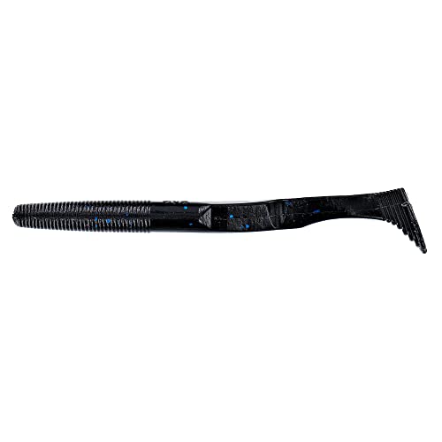Yamamoto 5.5" Swimming Senko Soft Worm Paddle Tail Fishing Swim Bait Lures - 7 Pack - color: Black with Large Blue Flake, size: One Size
