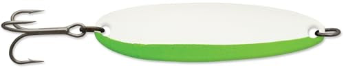 LUHR-Jensen Krocodile Spoon, Casting and Trolling Fishing Lure for Salmon, Trout and Steelhead, 34 (3-5/16") Everglo Fluorescent Green Side Stripe