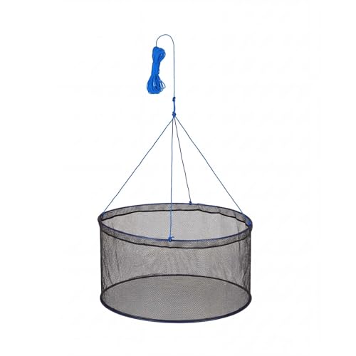 VEVOR Foldable Fishing Net, Landing Fishing Pier Nets 31.5" Hoop, Portable Drop Net for Pulling up Fish, Durable and Fish-Friendly, with Rope and Storage Bag, for Minnows, Crawfish, Shrimp, Crab