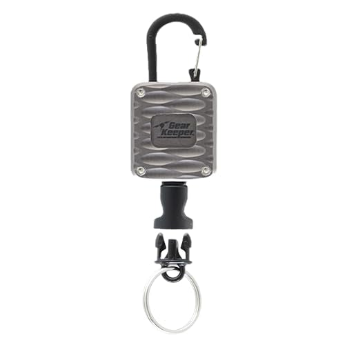 Gear Keeper Aluminum Micro Retractable Key Holder & Tool Retractor - Heavy Duty Retractable Keychain With Carabiner Mount - Tool Holder, ID Badge Clip & Key Chain - 36” Extension - USA Made (Gray)