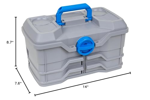 Flambeau Outdoors Next Gen 4/0 Medium Fishing Tackle Box - 4 Pivot Trays, 23 Compartments, Includes 25-piece Tackle Kit, Fishing Tackle and Gear Storage, Fishing Lure Organizer, Light Gray - size: Medium - With Tackle Kit - Light Gray