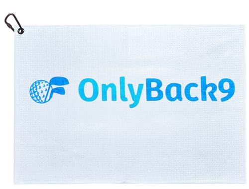 OnlyGolf Funny Microfiber Golf Towel – Large 14" x 20" Clip for Golf Bags Clubs Balls Perfect Golf Gag Gift Enthusiasts Waffle Men Premium Carabiner (White OnlyBack9) - color: White Onlyback9