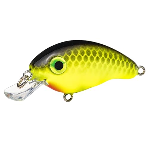 Strike King Bitsy Pond Minnow Crankbait Fishing Lure, 3/32 oz, Irresistible to Fish - color: Chartreuse with Black Back, size: Black Back Chartreuse