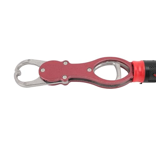 Fish Lip Gripper, Fish Lip Gripper with Scale Aluminum Alloy Grabber Multifunctional Fishing Tool for Men (Red - color: Red