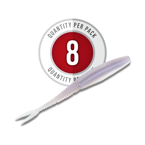 Strike King Mach Skooler Fishing Lure, Soft Plastic Jerkbait, Heavily Salted, Sleek Design, Erratic Action - color: Albino Shad, size: 5"