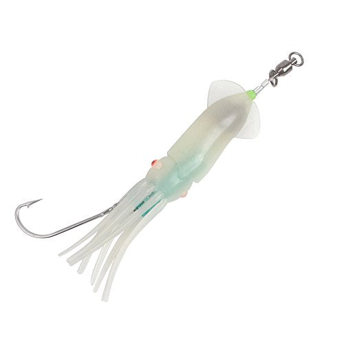 Dr.Fish Saltwater Squid Fishing Lures, 6" LED Lighted Lures 6/0 Hooks Squid Jig Rig Halibut Lincod Jig Offshore Trolling Baits Deep Drop Light Glow in Dark Mackerel Tuna Striper Lures - color: Blue LED, size: 6/0 J Hook-6"(2.5oz)