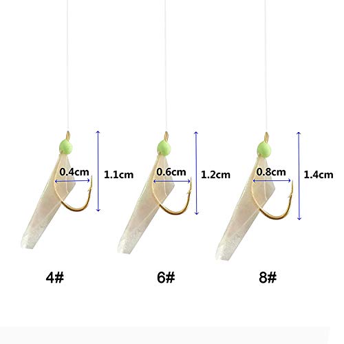 Fishing Bait Rigs Saltwater, 10Packs Surf Fishing Rigs with Fish Skin Feather Fishing Hooks Swivels Glow Beads Rigs Sea Bass Rigs Fishing Bait Lures - color: BVB, size: 8#