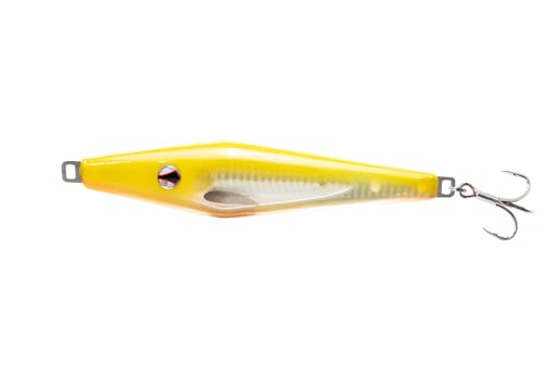 Nomad Tackle Slidekick Surface Iron Fishing Lure, 120g / 4.25 oz, Saltwater Surface Iron Jig for Casting, Metal Fishing Lure Ideal for Yellowtail, Bluefin - color: Chartreuse Orange