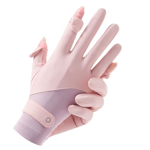 Eohak Women UV Sun Protection Gloves Full Finger Touchscreen Gloves Summer Outdoor Cyling Driving Gloves - color: Pink