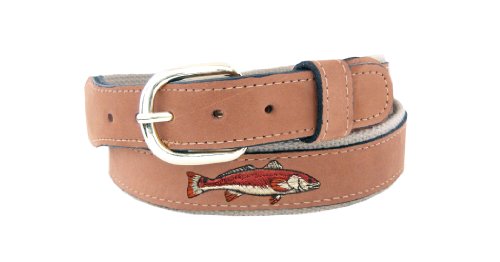 Zep-Pro Men's Tan Leather Embroidered Redfish Belt - size: 36
