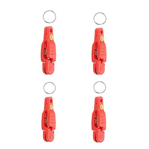 4Pcs Heavy Tension Snap Release Clips Lead Line Clip with Key Ring for Weight Planer Board Kites Downrigger Trolling Fishing - color: Red
