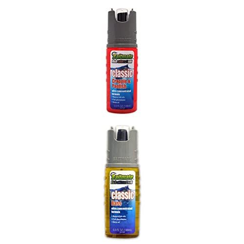 Baitmate Fish Attractant Classic Crappie and Panfish Scent, 5 Fluid-Ounce Spray, Red & BAITMATE Fish Attractant Classic Bass Scent, 5 Fluid-Ounce, Gold