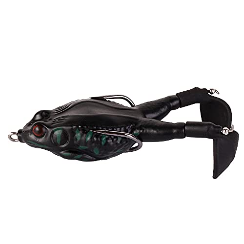 Topwater Frog Lures Fishing Lures, Soft Frog Fishing Bait Freshwater & Saltwater Floating Bait with Weedless Hooks, Bass Trout Musky Pike Lures Kit Fishing Accessories (DG9013-3.54" 0.46oz)
