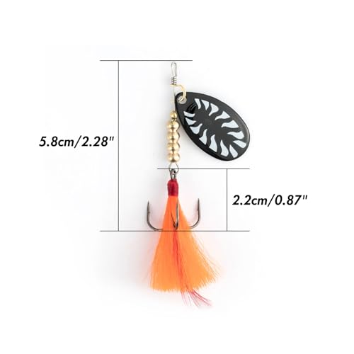 Dr.Fish Inline Fishing Spinner Kit 1/4oz, Freshwater Fishing Lures Bell Spinnerbait French Blade Trout Bass Walleye Lures - color: Mixed, size: 1/4oz(Bead Shape)-10 Pieces with Box