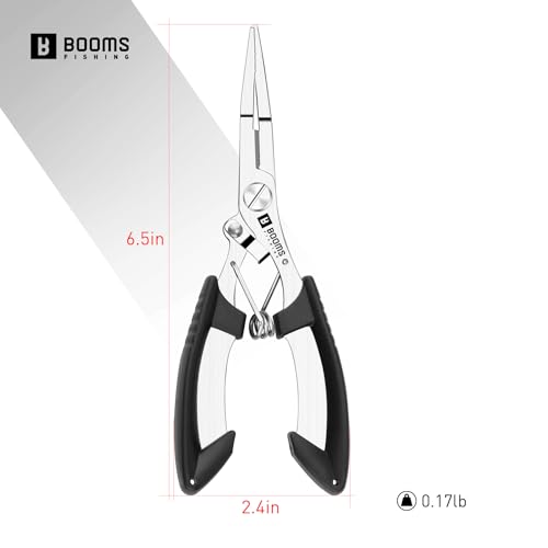 Booms Fishing H01 Small Fishing Pliers Scissors Braid Cutters Stainless Steel Fishing Tools Split Ring Pliers Hook Remover - color: A: Straight With Lanyard