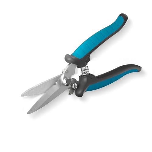 GARTOL 8" Heavy Duty Scissors & Tin Snips - All Purpose Utility Shears with Wire Cutter Notch | Cut Sheet Metal, Cable, Insulation, Carpet, Leather | Ergonomic Electrician Tools with Safety Lock - style: HC120