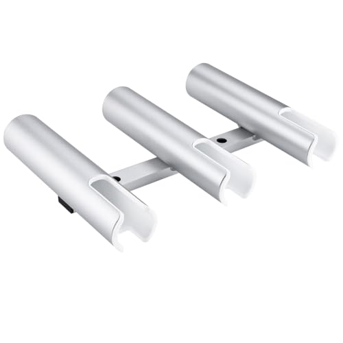 NovelBee 2pcs 3 Tube Fishing Rod Holders for Boat,Aluminium Rod Holders with Screws - color: Silver & White