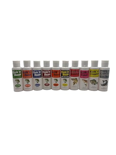 Kick’n Bass Fish Attractant, Supercharged Concentrated Natural Fish Oil Formula Scent for Fishing Lures, One 4 fl oz Bottle. (10 Scents to Choose from) - color: Crawfish - Kick’n Bass Fish Attractant