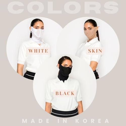 Cooling Face Mask UVA&B 99.9% Block Made in KOREA UV Protection Sports Lightweight Breathable Golf Cycling Driving - color: Black