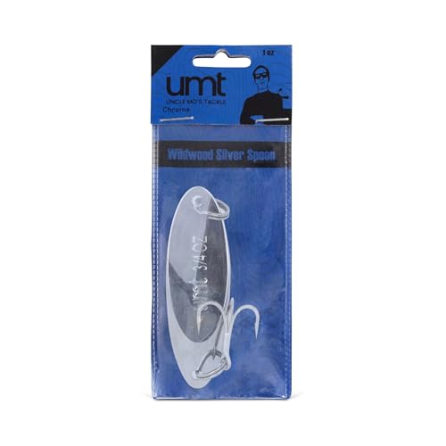 UMT Chrome Fishing Spoon Lure 3/4oz,1oz, 2oz – Sharp 3/0 Treble Hook for Freshwater & Saltwater Bluefish, Trout, Steelhead 1, 5, 10 Pack Options - size: 5 Pack