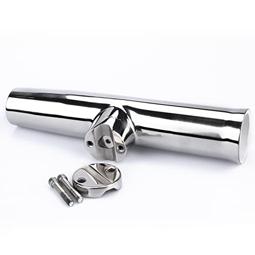 2PCS Tournament Style Boat Fishing Rod Holders, 316 Stainless Steel Clamp on 7/8" to 1" Rail, 360 Adjustable Fishing Rod Holder
