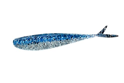 Lunker City Fishing Fin-S Fish 3.5" Fat Split Tail Soft Plastic Jerk Bait Minnow Bass Lure Original Walleye Bait, 10 Per Bag, Made in The USA - 25 Blue Ice - color: 25 Blue Ice
