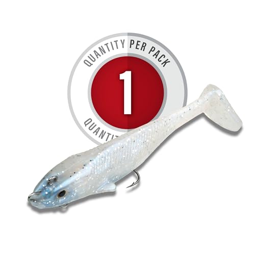 Strike King Final Copy Fishing Lure, Pre-Rigged Soft Plastic Swimbait, Free-Swinging Size 4 Treble Hook, Belly Magnetic Hook Keeper, 7/8-Ounce - color: Pearl