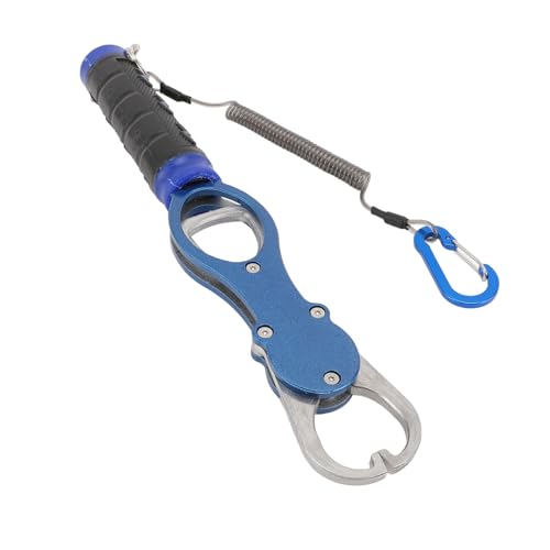 Fish Lip Gripper, Fish Lip Gripper with Scale Aluminum Alloy Grabber Multifunctional Fishing Tool for Men (Blue - color: Blue