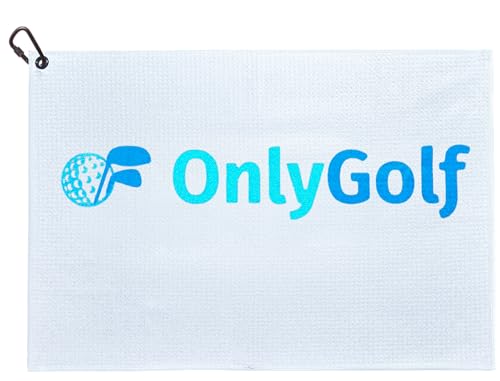 OnlyGolf Funny Microfiber Golf Towel – Large 14" x 20" Clip for Golf Bags Clubs Balls Perfect Golf Gag Gift Enthusiasts Waffle Men Premium Carabiner (White OnlyGolf) - color: White Onlygolf
