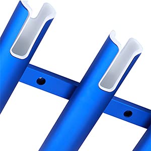 Aluminium Wall-Mounted Fishing Rod Holder for Boat, Garage & Marine - Holds Rods & Poles - color: Blue 3 Tubes