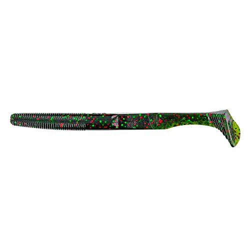 Yamamoto 5.5" Swimming Senko Soft Worm Paddle Tail Fishing Swim Bait Lures - 7 Pack - color: Watermelon with Large Red & Green Flake, size: One Size