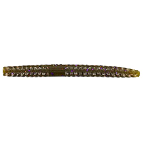 Yamamoto Senko Soft Plastic Worm Easy to Use Bass Fishing Stick Bait Lures - color: GREEN PUMPKIN W/ PURPLE & COPPER FLAKE, size: 4 Inch
