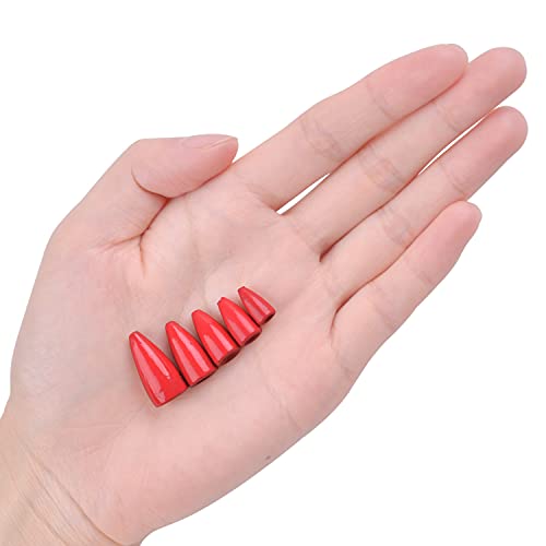 Bullet Fishing Sinkers Bass Fishing Weights Kit, 60pcs Worm Fishing Slip Weights Painted Pitching Flipping Weight Worm Weights for Bass Fishing Texas Rig Carolina Rig - style: Red-60pcs