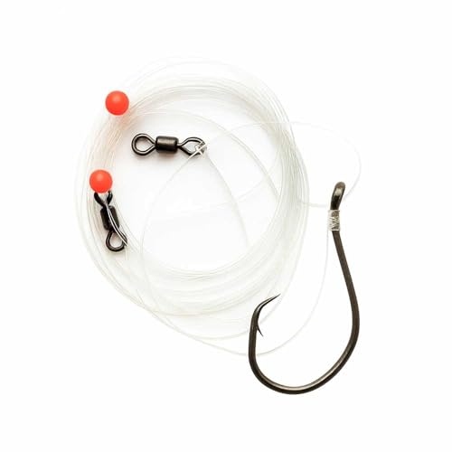 UMT Planer Board Trolling Rigs – Snelled 6/0 Inline Circle Hook Leaders for Saltwater & Freshwater Fishing – Compatible with UMT Planer Boards – Available with or Without Lead - size: Unweighted