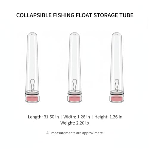 Collapsible Fishing Float Storage Tube - Clear Polyester Tackle Organizer with Hanging Hook, 31.5 Inch Bobber Bag for Space-Saving Gear Protection (1 Pack)