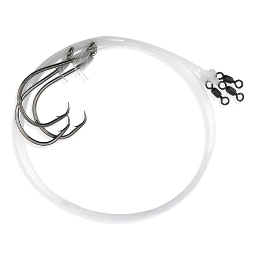 Aqua-Clear Catfish Snelled Circle Hook Leader Rig, Fishing Hooks Rig with 8/0 Ultra Thin Demon Circle Hook, AFW Swivel & 60 lb Mono Leader, 36 in, 3 Pack
