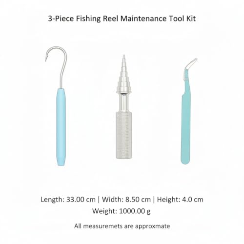 3-Piece Fishing Reel Maintenance Tool Kit - Metal Bearing Remover & Gear Service Set for Spinning and Baitcasting Reels - color: Silver